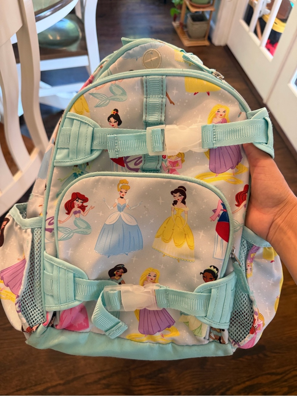Pottery Barn kids Disney Backpack in Pastel Mint with Princess Prints